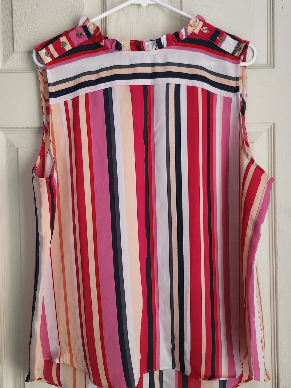 Striped Sleeveless Blouse - Pink/Red Multi